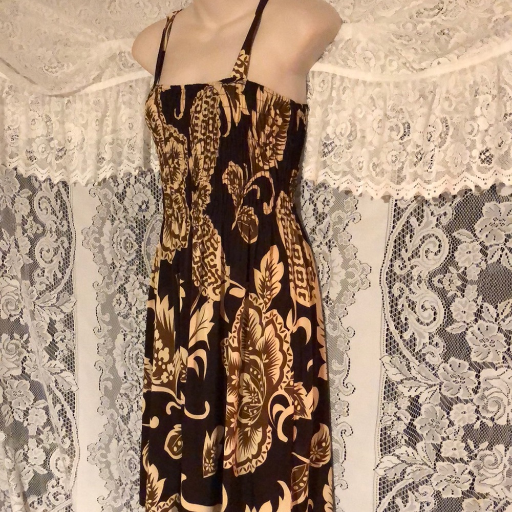 Beautiful sundress Sz Lg brown & cream